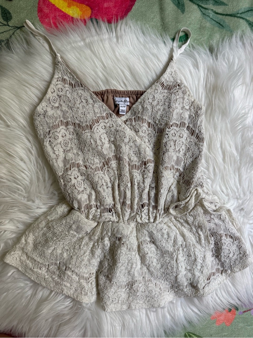 Lace Peplum Cami in Ivory